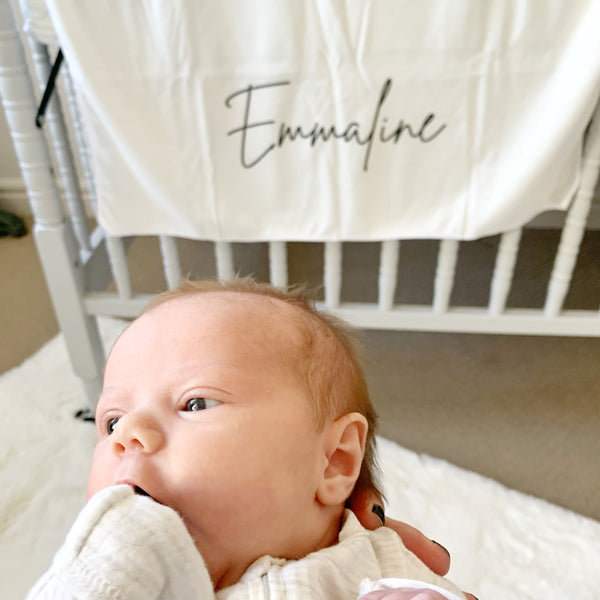 Personalized Name Swaddle Blanket - Single Name - Dotboxed