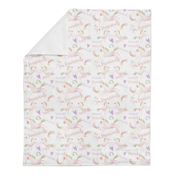 Personalized Name Minky Blanket -  UNICORN - Dotboxed