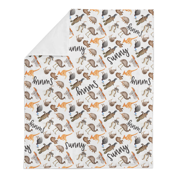 Personalized Name Minky Blanket -  AUSTRALIAN ANIMALS - Dotboxed