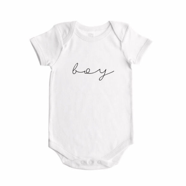 Boy Gender Reveal  (script font)- BODYSUIT - Dotboxed