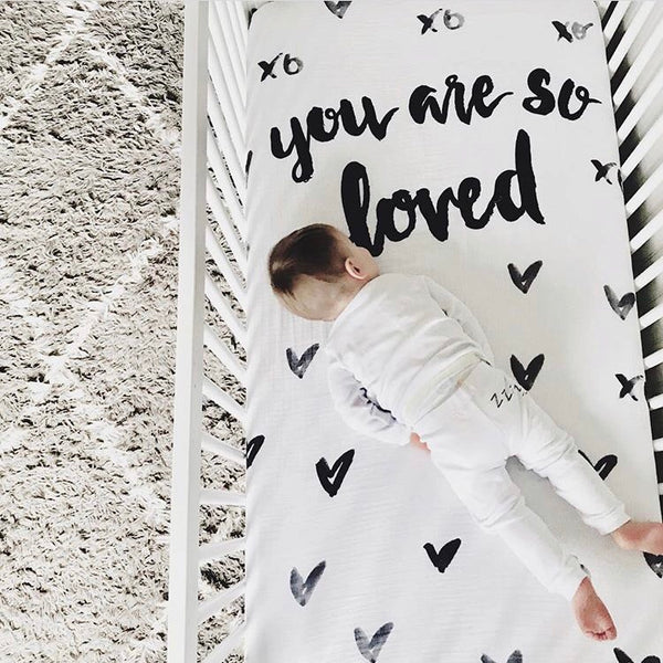 MUSLIN CRIB SHEET - YOU ARE SO LOVED - Dotboxed