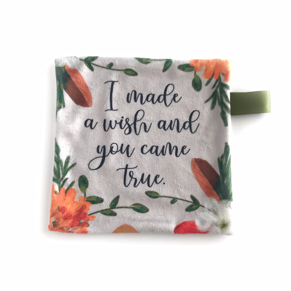 Mini Lovey / Crinkle Lovey - Orange Sprigs "I made a wish and you came true" - Dotboxed